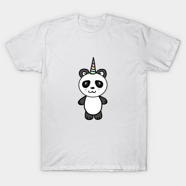 Cute Panda Bear Unicorn Lover T-Shirt by dukito